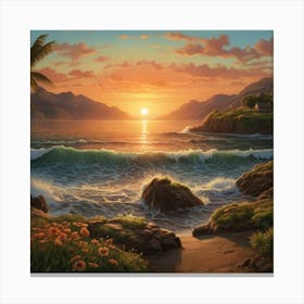 Sunset Over The Ocean Canvas Print