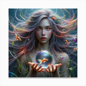 Girl Holding A Gold Ball Canvas Print