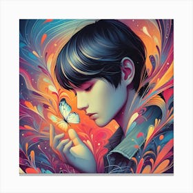 Girl With A Butterfly Canvas Print