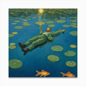 Tranquil Float: Lost in Water Lilies Canvas Print