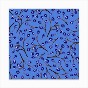 Seamless Pattern from Blueberries on Blue Canvas Print