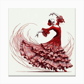 Line Art Flamenco Dancer 1 Canvas Print