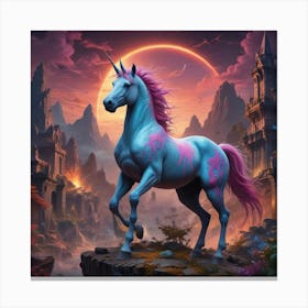 Unicorn In A Castle Canvas Print