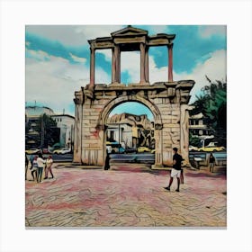Arch Of Athens Print Canvas Print