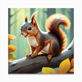 Squirrel In The Forest Canvas Print