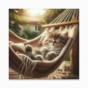 Kitten Sleeping In A Hammock 3 Canvas Print