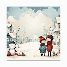Snowman In The Snow 8 Canvas Print