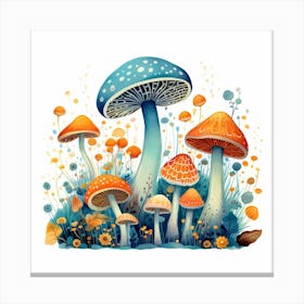 Mushrooms And Flowers 3 Canvas Print