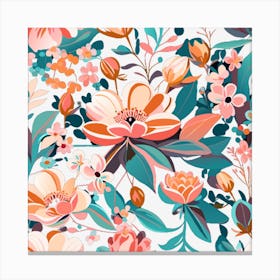 Oil Seamless Spring Floral Pattern Canvas Print