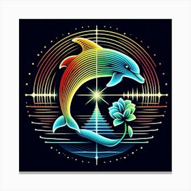 Dolphin And Flower Canvas Print