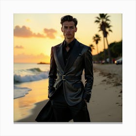 Man In A Suit On The Beach 1 Canvas Print