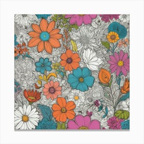 Flowers On A Grey Background Canvas Print