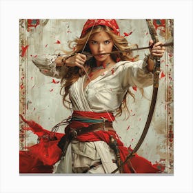 Girl With A Bow And Arrow Canvas Print