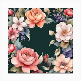 Watercolor Floral Frame 1 Canvas Print