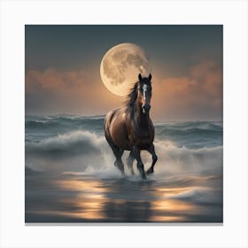 Horse In The Ocean Canvas Print