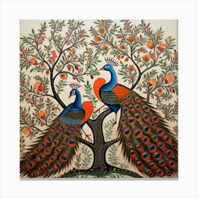 Peacocks In A Tree Canvas Print