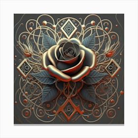 Stylized and intricate geometric black rose 13 Canvas Print