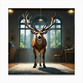 Deer In A Room 2 Canvas Print