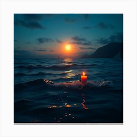 Candle In The Ocean Canvas Print