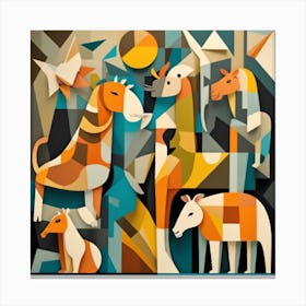 A Cubist Inspired Zoo Scene Canvas Print
