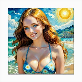 Girl On The Beach gjj Canvas Print