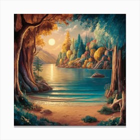 Sunset By The Lake 1 Canvas Print