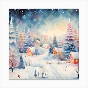 Festive Flurries in Impressionist Hues Canvas Print