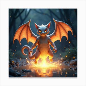 A Magical Creature Emerging From A Glowing Pool Of Energy 1 Canvas Print