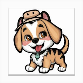 Cartoon Dog In A Hat Canvas Print