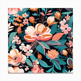 Oil Seamless Spring Floral Pattern Background With Canvas Print