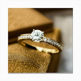 Diamond Wedding Ring With Gold Band (1) Canvas Print