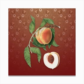 Vintage Peach Botanical on Falu Red Pattern n.2093 Canvas Print