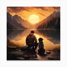 A Man And His Dog Canvas Print