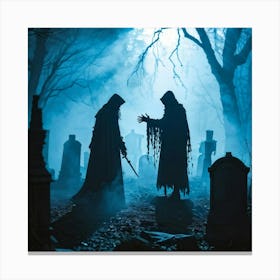 Silhouette Of A Daemon Enveloped In Fog Human Costumes Hinting At A Scary Presence Steam Rising To (7) Canvas Print