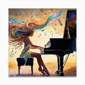 Girl Playing Piano 1 Canvas Print