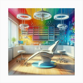 A colorful, modern interior design of a beauty salon or spa. Canvas Print