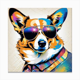 Corgi Dog In Sunglasses 2 Canvas Print