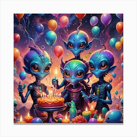 Aliens Birthday Party Canvas Print