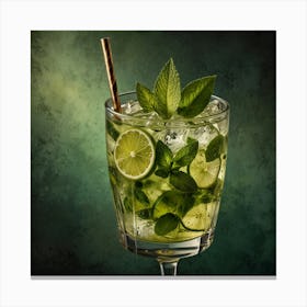 Mojito Cocktail On A Dark Background Canvas Print