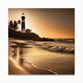 Lighthouse At Sunset 31 Canvas Print