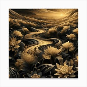 Golden Flowers Canvas Print