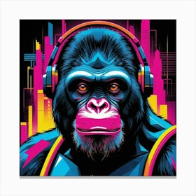 Gorilla With Headphones Canvas Print