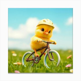 Flux Schnell A Bright Yellow Chick With Fluffy Feathers Big Br 0 Canvas Print