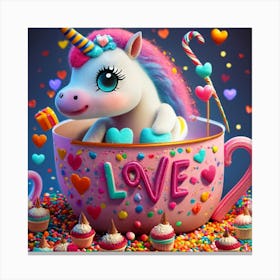 Unicorn In A Cup Canvas Print