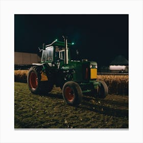 Tractor At Night Canvas Print