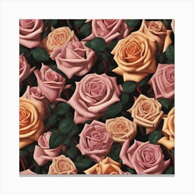 Roses Seamless Pattern 12 Canvas Print