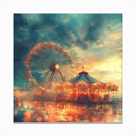 Amusement Park At Sunset Canvas Print