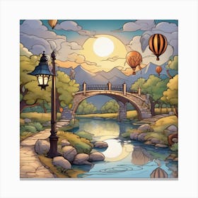 Landscape With Hot Air Balloons Canvas Print