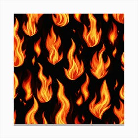 Flames On Black Background 19 Canvas Print