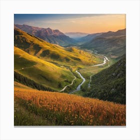 Sunset In The Mountains Canvas Print